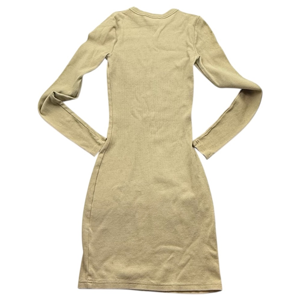 All Things Golden Ribbed Long Sleeve Bodycon Mini Dress XS Beige Neutral Bundle - Picture 10 of 11